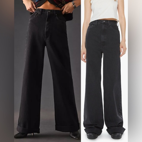 MOTHER DENIM SNACKS | NWT! The Funnel Heel Cuff Jeans Sz: 26 Smacking Good Black - Picture 4 of 8
